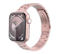 MoKo Bracelet Fin en Métal Compatible avec Apple Watch 41mm 40mm 38mm, Bracelet de Remplacement en Acier Inoxydable pour iWatch Series SE 2 SE 9 8 7 6 5 4 3 2 1 pour Femmes Hommes, Rose