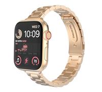 MoKo Bracelet Fin en Métal Compatible avec Apple Watch 41mm 40mm 38mm, Bracelet de Remplacement en Acier Inoxydable pour iWatch Series SE 2 SE 9 8 7 6 5 4 3 2 1 pour Femmes Hommes, Or Rosé