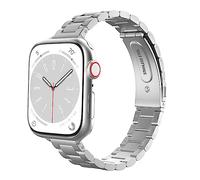 MoKo Bracelet Fin en Métal Compatible avec Apple Watch 41mm 40mm 38mm, Bracelet de Remplacement en Acier Inoxydable pour iWatch Series SE 2 SE 9 8 7 6 5 4 3 2 1 pour Femmes Hommes, Argent