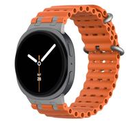 MoKo Bracelet Océan Amélioré Compatible avec Samsung Galaxy Watch 8 40mm 44mm/8 Classic 46mm, Bracelet Sport en Silicone Respirant avec Connecteur Métallique pour Homme Femme, Titanium/Orange