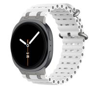 MoKo Bracelet Océan Amélioré Compatible avec Samsung Galaxy Watch 8 40mm 44mm/8 Classic 46mm, Bracelet Sport en Silicone Respirant avec Connecteur Métallique pour Homme Femme, Titane/Blanc