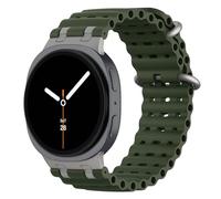 MoKo Bracelet Océan Amélioré Compatible avec Samsung Galaxy Watch 8 40mm 44mm/8 Classic 46mm, Bracelet Sport en Silicone Respirant avec Connecteur Métallique pour Homme Femme, Titane/Vert Militaire