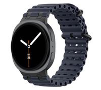 MoKo Bracelet Océan Amélioré Compatible avec Samsung Galaxy Watch 8 40mm 44mm/8 Classic 46mm, Bracelet Sport en Silicone Respirant avec Connecteur Métallique pour Homme Femme, Noir/Bleu Marine
