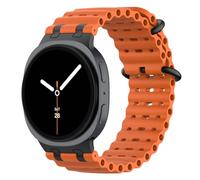 MoKo Bracelet Océan Amélioré Compatible avec Samsung Galaxy Watch 8 40mm 44mm/8 Classic 46mm, Bracelet Sport en Silicone Respirant avec Connecteur Métallique pour Homme Femme, Noir/Orange