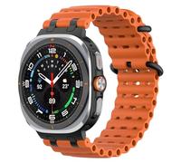 MoKo Bracelet Océan Amélioré pour Samsung Galaxy Watch Ultra 47mm (2025/2024) Homme Femme, Bracelet Sport en Silicone Respirant avec Connecteur Métallique pour Watch 8/7 Ultra, Noir/Orange