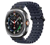 MoKo Bracelet Océan Amélioré pour Samsung Galaxy Watch Ultra 47mm (2025/2024) Homme Femme, Bracelet Sport en Silicone Respirant avec Connecteur Métallique pour Watch 8/7 Ultra, Noir/Bleu Marine