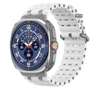 MoKo Bracelet Océan Amélioré pour Samsung Galaxy Watch Ultra 47mm (2025/2024) Homme Femme, Bracelet Sport en Silicone Respirant avec Connecteur Métallique pour Watch 8/7 Ultra, Titanium/White