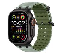 MoKo Bracelet Ocean Compatible avec Apple Watch Ultra 3/2/1 49 mm, S11/S10 46 mm, 9/8/7 45 mm, SE3/SE2/SE/6/5/4 44 mm, 3/2/1 42 mm, Bracelet Sport Respirant avec Connecteur Métallique,Nr/Td&Vert Armée