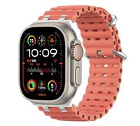 MoKo Bracelet Ocean Compatible avec Apple Watch Ultra 3/2/1 49 mm, S11/S10 46 mm, 9/8/7 45 mm, SE3/SE2/SE/6/5/4 44 mm, 3/2/1 42 mm, Bracelet Sport Respirant avec Connecteur Métallique,Agt/RoseAlpenglo