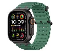 MoKo Bracelet Amélioré en Silicone Sport Océan pour Apple Watch 49mm/46mm/45mm/44mm/42mm - Serie 10/9/8/7/6/5/4/3/SE2/SE/Ultra/Ultra2 - Unisexe, Noir/Vert