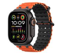 MoKo Bracelet Ocean Compatible avec Apple Watch Ultra 3/2/1 49 mm, S11/S10 46 mm, 9/8/7 45 mm, SE3/SE2/SE/6/5/4 44 mm, 3/2/1 42 mm, Bracelet Sport Respirant avec Connecteur Métallique,Nr/Orange&Noir