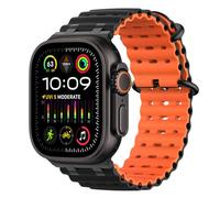MoKo Bracelet Ocean Compatible avec Apple Watch Ultra 3/2/1 49 mm, S11/S10 46 mm, 9/8/7 45 mm, SE3/SE2/SE/6/5/4 44 mm, 3/2/1 42 mm, Bracelet Sport Respirant avec Connecteur Métallique, Nr/Noir&Orange