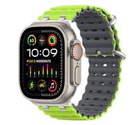 MoKo Bracelet Ocean Compatible avec Apple Watch Ultra 3/2/1 49 mm, S11/S10 46 mm, 9/8/7 45 mm, SE3/SE2/SE/6/5/4 44 mm, 3/2/1 42 mm, Bracelet Sport Respirant avec Connecteur Métallique,At/Tilleul&Gris