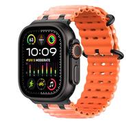 MoKo Bracelet Ocean Compatible avec Apple Watch Ultra 3/2/1 49 mm, S11/S10 46 mm, 9/8/7 45 mm, SE3/SE2/SE/6/5/4 44 mm, 3/2/1 42 mm, Bracelet Sport Respirant avec Connecteur Métallique,Nr/Transt&Orange