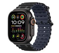 MoKo Bracelet Ocean Compatible avec Apple Watch Ultra 3/2/1 49 mm, S11/S10 46 mm, 9/8/7 45 mm, SE3/SE2/SE/6/5/4 44 mm, 3/2/1 42 mm, Bracelet Sport Respirant avec Connecteur Métallique,Nr/Noir&Bleu Mn