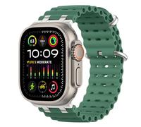 MoKo Bracelet Ocean Compatible avec Apple Watch Ultra 3/2/1 49 mm, S11/S10 46 mm, 9/8/7 45 mm, SE3/SE2/SE/6/5/4 44 mm, 3/2/1 42 mm, Bracelet Sport Respirant avec Connecteur Métallique, Argent/Vert
