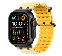 MoKo Bracelet Ocean Compatible avec Apple Watch Ultra 3/2/1 49 mm, S11/S10 46 mm, 9/8/7 45 mm, SE3/SE2/SE/6/5/4 44 mm, 3/2/1 42 mm, Bracelet Sport Respirant avec Connecteur Métallique,Nr/Tasldo&Jaune