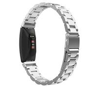 MoKo Bracelet pour Fitbit Inspire/Inspire HR/Inspire 2, Boucle en Métal Détachable Bande de Montre en Acier Inoxydable Bracelet de Remplacement - Argent