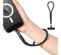 MoKo Bracelet pour poignet, cordon réglable pour téléphone avec attache, breloque pour téléphone avec languette d'attache, bracelet mains libres pour iPhone et la plupart des smartphones, Noir