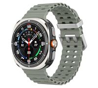 MoKo Bracelet Sport Compatible avec Samsung Galaxy Watch Ultra 47mm (2025/2024) pour Hommes Femmes, Bracelet de Remplacement en Silicone Souple Respirant et Étanche, Vert gris+Boucle Argent