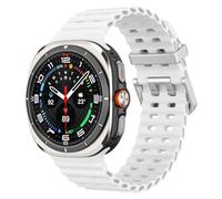 MoKo Bracelet Sport Compatible avec Samsung Galaxy Watch Ultra 47mm (2024) pour Hommes Femmes, Bracelet de Remplacement en Silicone Souple Respirant et Étanche, Blanc