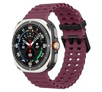 MoKo Bracelet Sport Compatible avec Samsung Galaxy Watch Ultra 47mm (2024) pour Hommes Femmes, Bracelet de Remplacement en Silicone Souple Respirant et Étanche, Vin rouge
