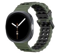 MoKo Bracelet Sport Océan Compatible avec Samsung Galaxy Watch 8 40mm 44mm/Galaxy Watch 8 Classic 46mm, Bracelet en Silicone Souple et Respirant pour Hommes Femmes, Vert Armée/Noir