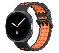 MoKo Bracelet Sport Océan Compatible avec Samsung Galaxy Watch 8 40mm 44mm/Galaxy Watch 8 Classic 46mm, Bracelet en Silicone Souple et Respirant pour Hommes Femmes, Noir/Orange