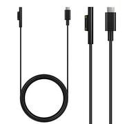 MoKo Câble de Charge USB-C, Surface Connecter à Un Câble Chargeur USB C pour Microsoft Surface Pro X/7/7+/6/5/4/3, Surface Laptop/Laptop 2&3, Surface Book 1/2, Surface 3/Go/Studio, 6ft/1.8m - Noir