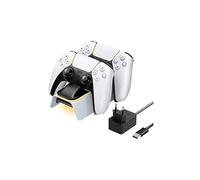 Moko chargeur compatible avec playstation 5 manettes sans fil dualsense, station de charge accessoire ps5 support à double contrôleur avec 2 fentes