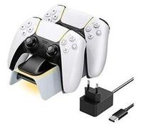 Moko chargeur compatible avec playstation 5 manettes sans fil dualsense, station de charge accessoire ps5 support à double contrôleur avec 2 fentes