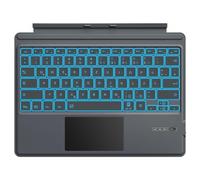 MoKo Clavier Allemand compatible avec Microsoft Surface Pro 7 Plus/Pro 7/Pro 6/Pro 5/Pro 4/Pro 3, Clavier QWERTZ Bluetooth avec Pavé Tactile, Rétroéclairage LED 7 Couleurs, Batterie Rechargeable, Gris