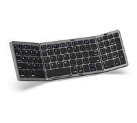 MoKo Clavier Bluetooth Pliable, QWERTY Clavier sans Fil Pliant, Clavier Portable pour Ordinateur Portable Tablette Téléphone, Clavier de Voyage Rechargeable USB-C pour Windows iOS Android, Gris