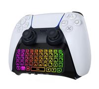 MoKo Clavier Rétro-Éclairage RVB Compatible avec Manette PS5, Mini Clavier Contrôleur Jeu sans Fil Bluetooth pour Playstation 5 avec Haut-Parleur Intégré&Prise Audio 3,5mm, Accessoire pour Manette PS5
