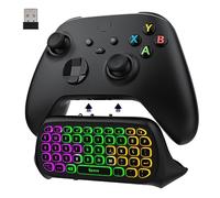 MoKo Clavier Rétro-Éclairage RVB Compatible avec Manette Xbox One, Xbox Series X/S, Clavier Jeu sans Fil avec Récepteur 2,4G & Prise Audio 3,5mm, Accessoire pour Manette Xbox One/One S/Elite/2, Noir