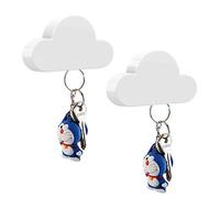 MoKo Cle Mural Crochet Adhésif Magnétique, [LOT de 2] Clé Murale Support Porte-Clé avec Aimants Puissants en Forme de Nuage Crochet Mural Cle Oraganisaur pour Maison Bureau Salon - Blanc