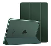 MoKo Étui Compatible avec iPad 9e Génération 2021/iPad 8ème Gén 2020/iPad 7ème Gén 2019, Etui à Rabat avec Support Ultra-Mince et Léger avec Semi-Transparent Protecteur pour iPad 10.2 - Vert Nuit