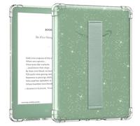MoKo Coque Compatible avec 6" Kindle 11e Génération(Modèle 2024/2022), Étui Mince Flexible TPU avec Dragonne, Housse Transparente et Pailletée Souple Bord de Pare-Chocs Anti-chute, Glitter/Maguey Vert