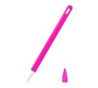 MoKo Coque Compatible avec Apple Pencil Pro/2e Génération, Étui Housse de Protection pour Stylet en Silicone, Cover de Stylet avec Pointes de Rechange et Clip Intégré, Rouge Pitaya