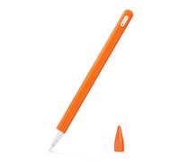 MoKo Coque Compatible avec Apple Pencil Pro/2e Génération, Étui Housse de Protection pour Stylet en Silicone, Cover de Stylet avec Pointes de Rechange et Clip Intégré, Orange