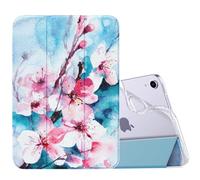 MoKo Coque Compatible New iPad Mini 7(A17 Pro) 2024, Etui pour iPad Mini 6ème Gén 2021 (8,3 Pouces), Étui pour iPad Mini 6, Housse Arrière Translucide en TPU Souple pour iPad Mini 7, Fleur de Pêcher