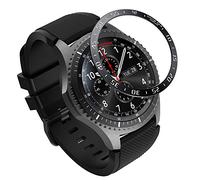MoKo Coque de Protection Compatible avec Samsung Gear S3 / Galaxy 46mm, Couverture Bezel Styling Adhésive de Montre Lunette Protège en Acier Inoxydable pour Gear S3 / Galaxy Watch 46mm - Noir
