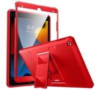 MoKo Coque de Protection pour iPad 9e/8e/7e génération, Rouge Vif | Robuste Toute Protection，Étui pour Tablette Anti-Choc avec Support Protection d'Écran Intégrée
