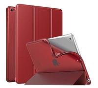 Moko Coque Mince pour iPad 9e/8e/7e génération (2021/2020/2019) - Coque arrière translucide givrée en TPU Souple - avec Support - pour iPad 10,2" - Mise en Veille/réveil Automatique - Rouge