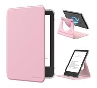 MoKo Coque Pivotante à 360° pour 6" Kindle 11e Gén 2024/2022, Étui Protection à Dos Clair Magnétique Détachable & Support Réglable et Auto Réveil/Sommeil, Rose