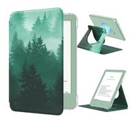 MoKo Coque Pivotante à 360° pour 6" Liseuse Ebook Reader, Forêt Verte | Étui Transparent, Magnétique Détachable, Réveil/Sommeil Auto, Non Compatible avec TCL Remarkable Kobo