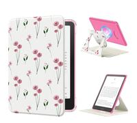 MoKo Coque Pivotante à 360° pour 7" Ebook 12e Gén 2024, Étui Protection à Dos Clair Magnétique Détachable&Support Réglable et Auto Réveil/Sommeil, Pas pour TCL Remarkable Kobo, Petites Fleurs Roses