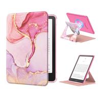 MoKo Coque Pivotante à 360° pour 7" Ebook 12e Gén 2024, Étui Protection à Dos Clair Magnétique Détachable&Support Réglable et Auto Réveil/Sommeil, Pas pour TCL Remarkable Kobo, Marbre Rose Clair Doré