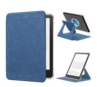 MoKo Coque Pivotante à 360° pour 7" Ebook 12e Gén 2024, Étui Protection à Dos Clair Magnétique Détachable&Support Réglable et Auto Réveil/Sommeil, Pas pour TCL Remarkable Kobo, Sergé Vintage Bleu