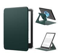 MoKo Coque Pivotante à 360° pour 7" Kindle Paperwhite 12e Gén 2024&Kindle Colorsoft 2024/2025, Étui Protection à Dos Clair Magnétique Détachable&Support Réglable et Auto Réveil/Sommeil, Vert Nuit